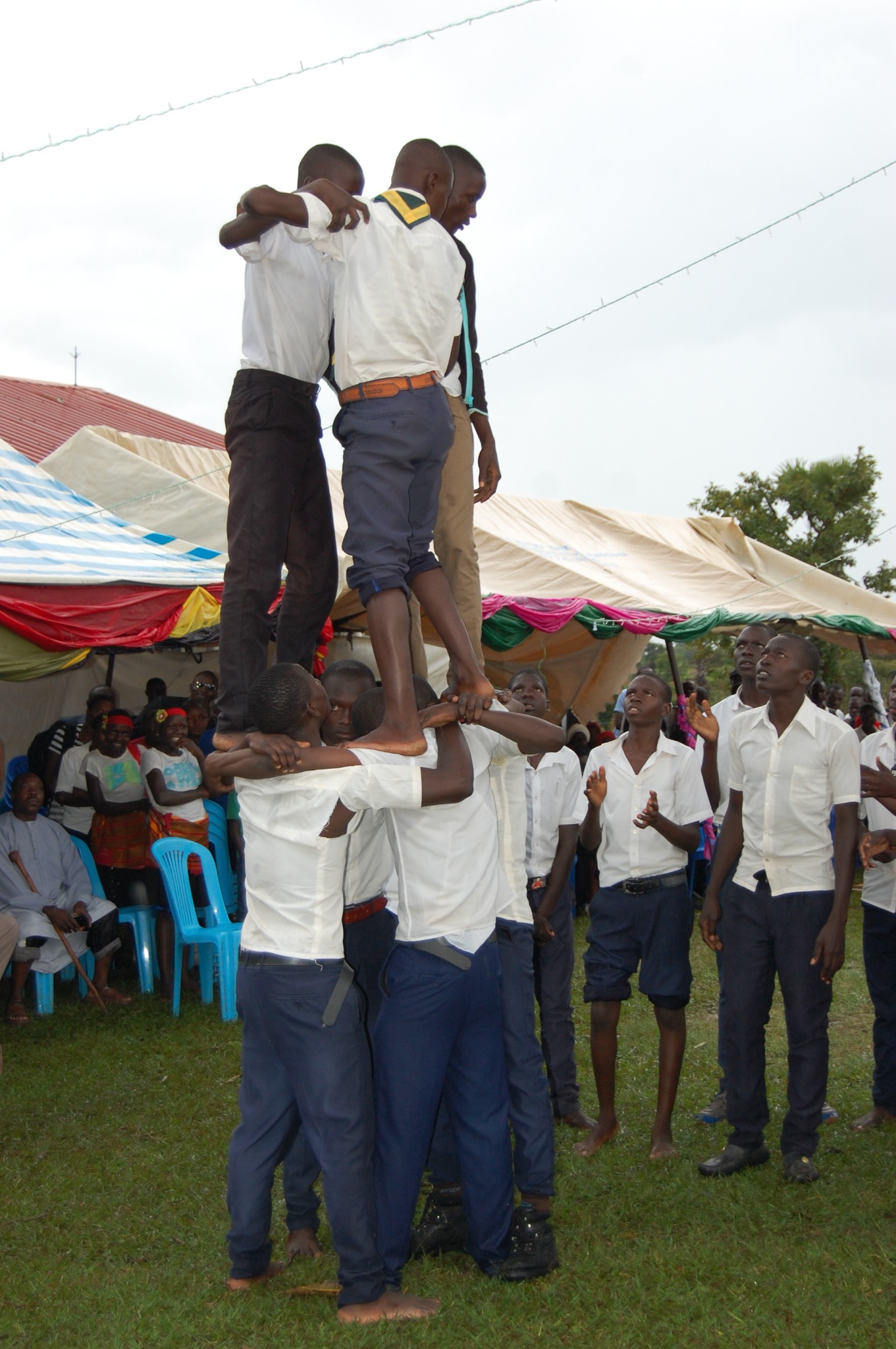 Scouts performing acrobatics